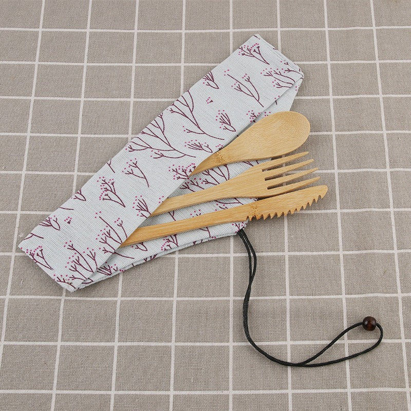 Bamboo Knife, Fork, Spoon Set (20 cm)