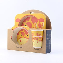 5pcs/set Children Bamboo Fiber Tableware