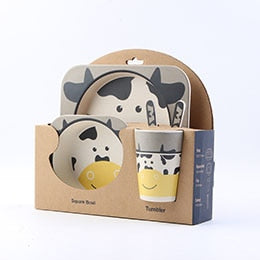 5pcs/set Children Bamboo Fiber Tableware