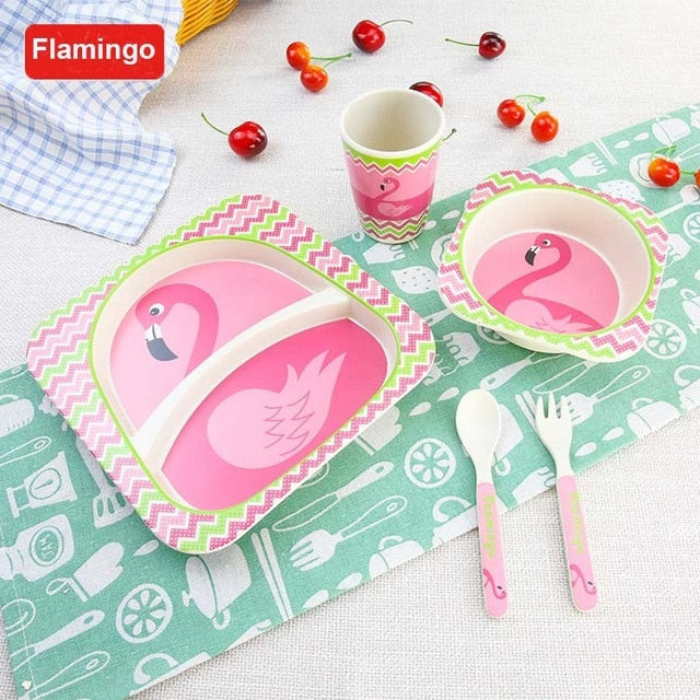 5pcs/set Children Bamboo Fiber Tableware