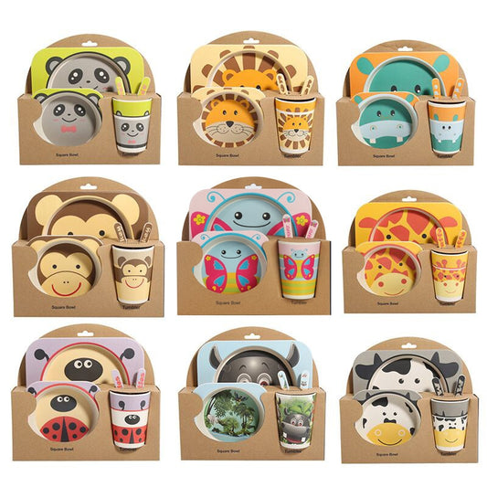 5pcs/set Children Bamboo Fiber Tableware