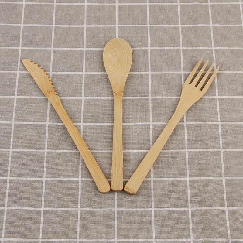 Bamboo Knife, Fork, Spoon Set (20 cm)