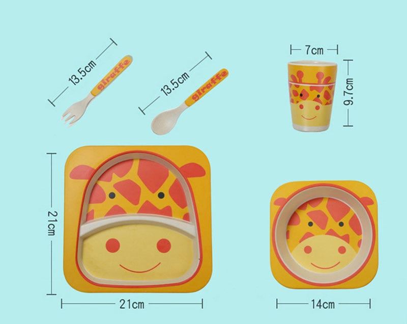 5pcs/set Children Bamboo Fiber Tableware