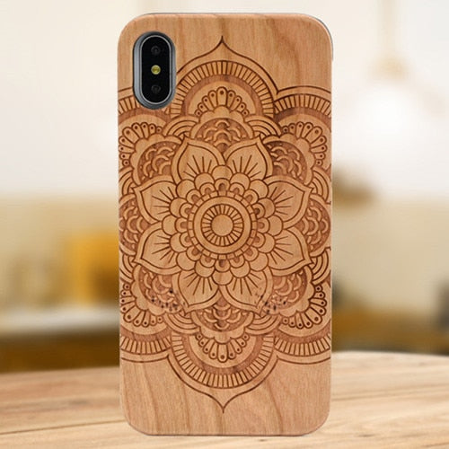 Laser Engraving Real Wood Cell Phone Case for iPhone XS MAX XR 7 8PLUS X Wooden Unique Shock Customized Bamboo Phone Cover Shell