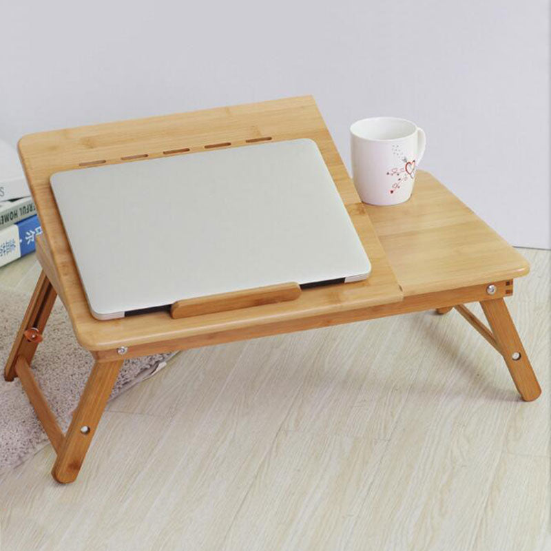 Ergonomics Adjustable Laptop Desk with USB Cooling Fan for Lap Table Bamboo Foldable Breakfast Serving Bed Tray Cozy Yellow