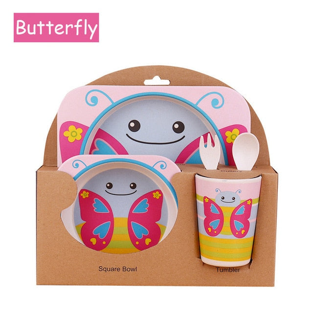 5pcs/set Children Bamboo Fiber Tableware
