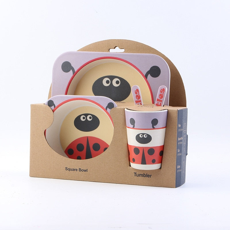 5pcs/set Children Bamboo Fiber Tableware