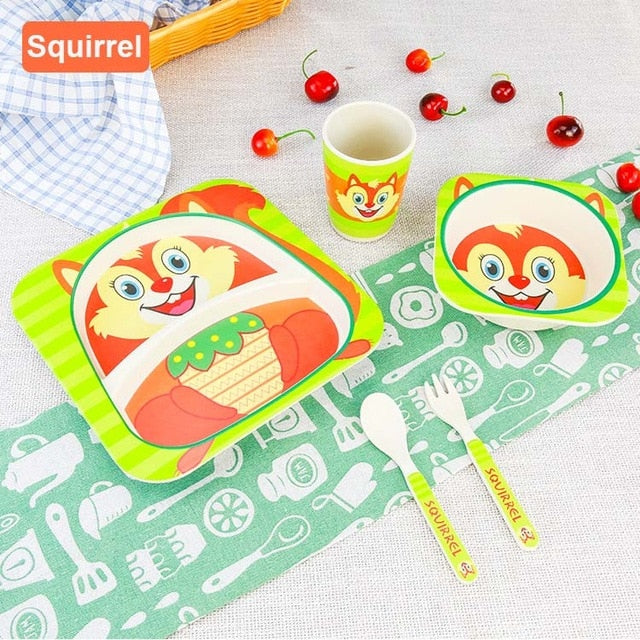 5pcs/set Children Bamboo Fiber Tableware