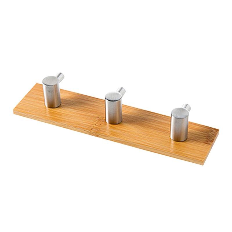Stainless Steel Bamboo And Wood Three-row Hook