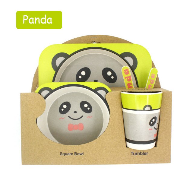 5pcs/set Children Bamboo Fiber Tableware