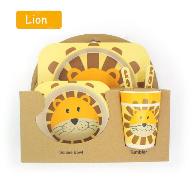 5pcs/set Children Bamboo Fiber Tableware