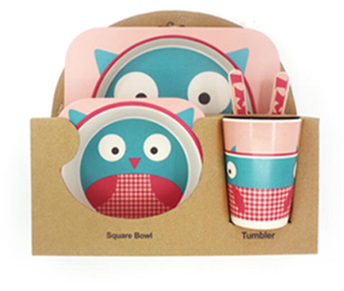 5pcs/set Children Bamboo Fiber Tableware