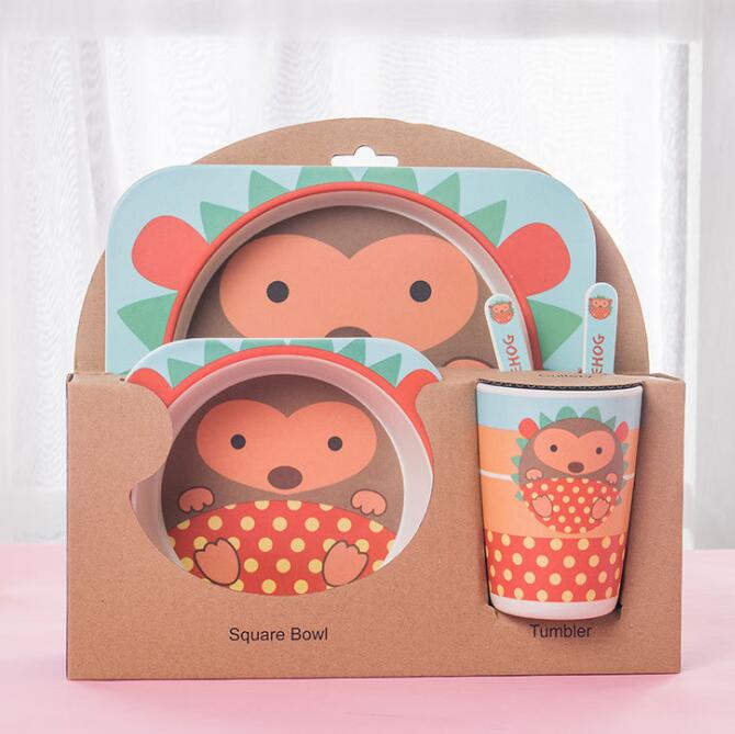 5pcs/set Children Bamboo Fiber Tableware