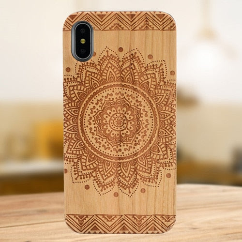 Laser Engraving Real Wood Cell Phone Case for iPhone XS MAX XR 7 8PLUS X Wooden Unique Shock Customized Bamboo Phone Cover Shell