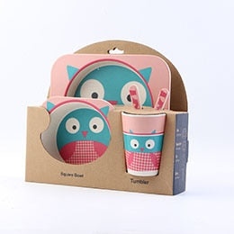 5pcs/set Children Bamboo Fiber Tableware