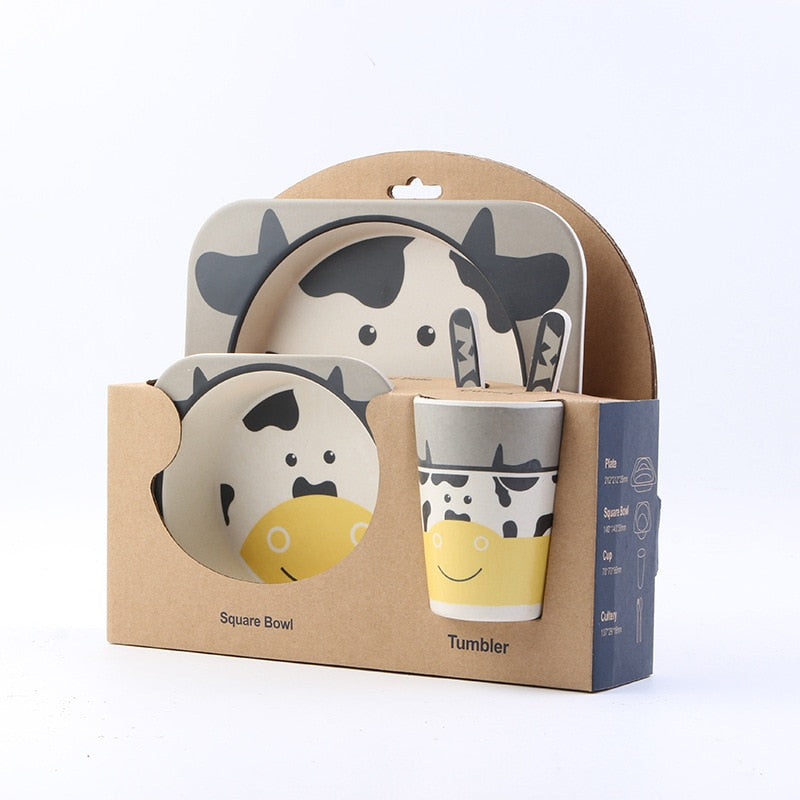 5pcs/set Children Bamboo Fiber Tableware