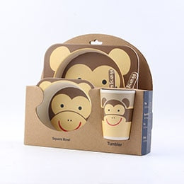 5pcs/set Children Bamboo Fiber Tableware