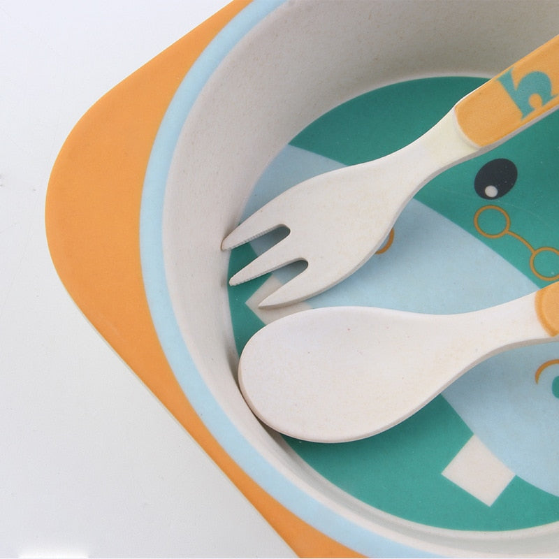 5pcs/set Children Bamboo Fiber Tableware