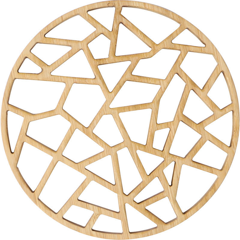 Bamboo And Wood Pot Pad Teapot Pad Creative Hollow Round Multi-Functional Thermal Insulation Pad Carved Plate Pad Casserole Pad