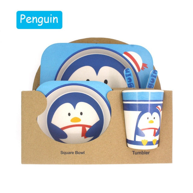 5pcs/set Children Bamboo Fiber Tableware