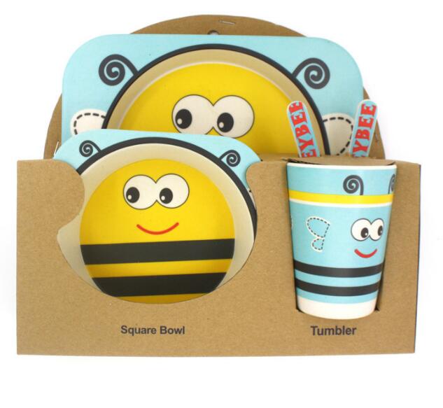 5pcs/set Children Bamboo Fiber Tableware