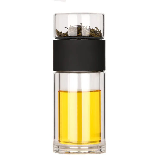 Eco-Friendly Portable Double Wall Glass Tea Mug