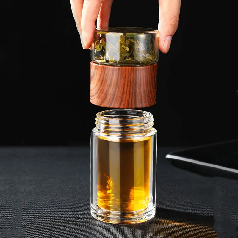 Eco-Friendly Portable Double Wall Glass Tea Mug