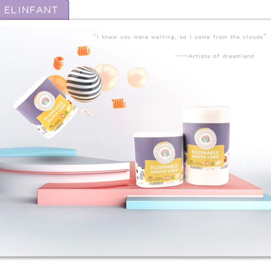 Elinfant Baby Flushable Biodegradable Disposable Liner Cleaning Wipes Cover Insert Cloth Nappy Diaper Bamboo Liners