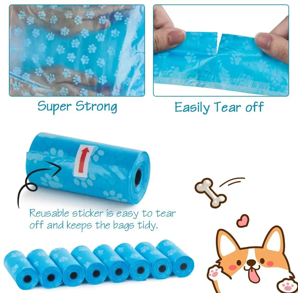 Disposable Dog Waste Bags with Paw Prints