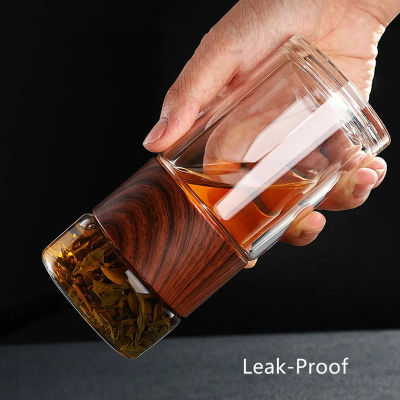 Eco-Friendly Portable Double Wall Glass Tea Mug