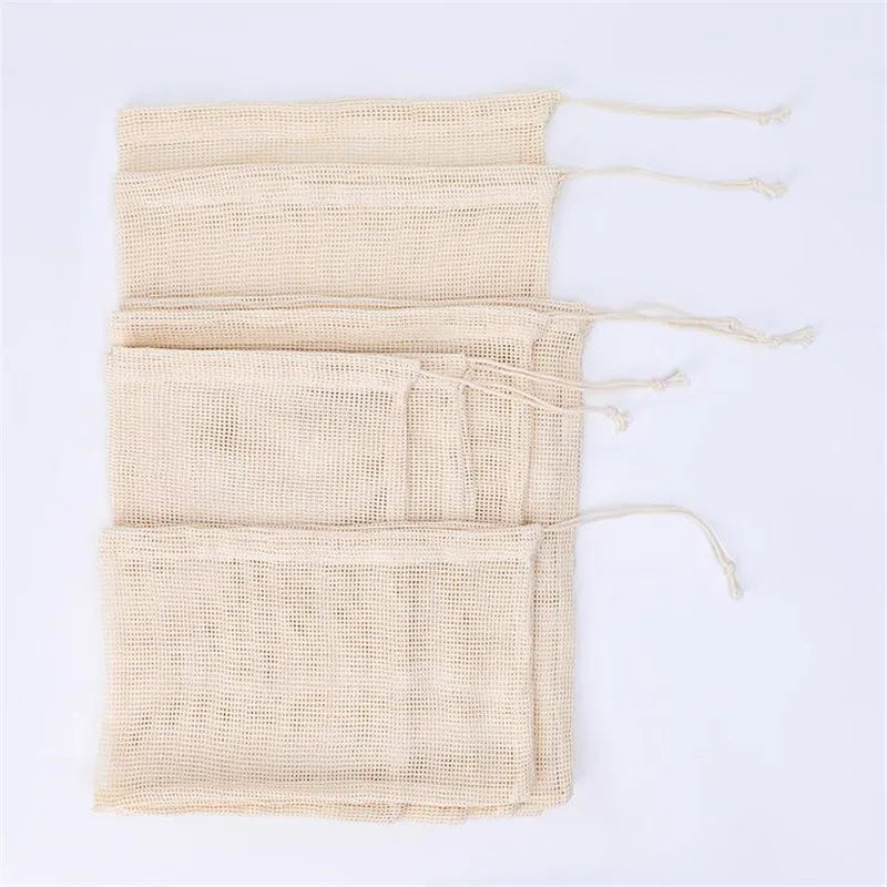 vegetable fruit bag,storage bag Reusable Produce Bags,Eco-Friendly,100% Organic Cotton Mesh Bags , Bio-degradable Kitchen
