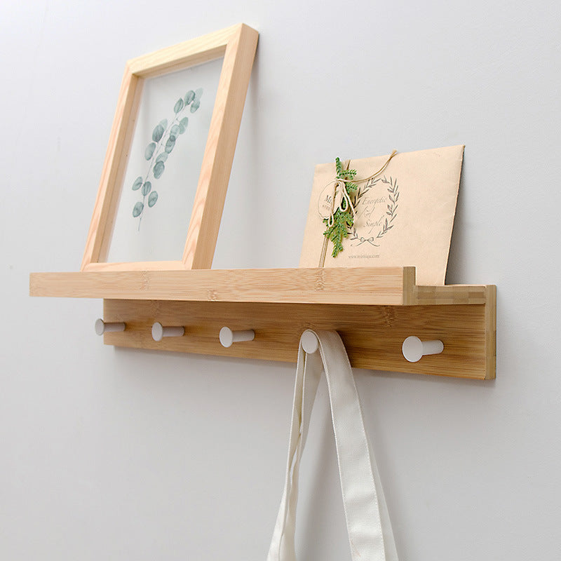 Nordic Bamboo Hook Wall Hanging Clothes Hook Porch Wall Creative Clothes and Hats Wall Shelves