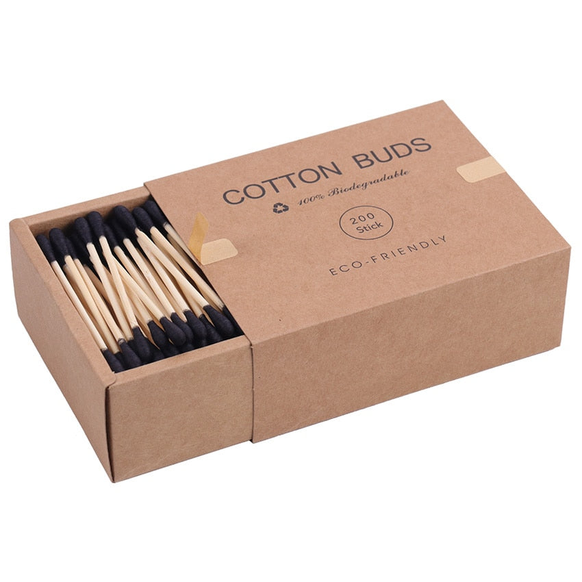 200PCS/Box Double Head Cotton Swab Bamboo Sticks Cotton Swab Disposable Buds Cotton For Beauty Makeup Nose Ears Cleaning