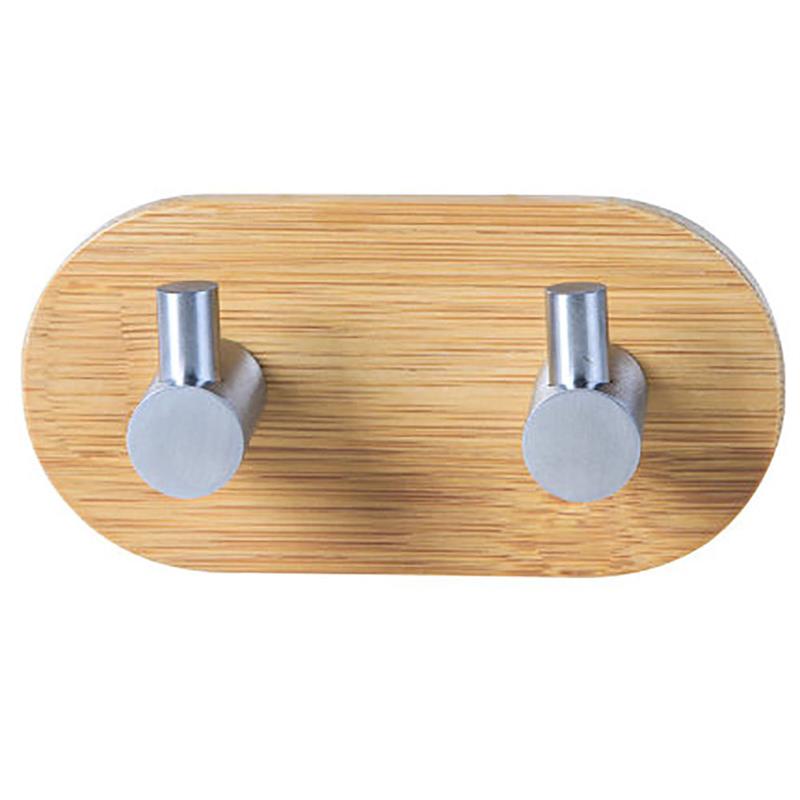 Stainless Steel Bamboo And Wood Three-row Hook
