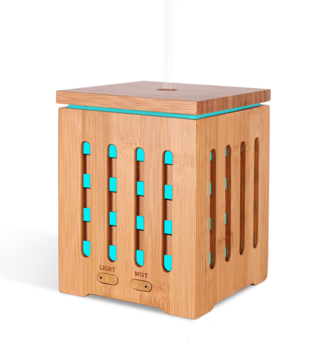 Real Bamboo Essential Oil Diffuser with 7 LED Colorful Lights and Waterless Auto Shut