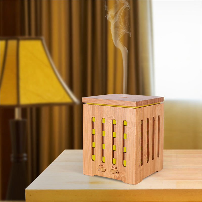 Real Bamboo Essential Oil Diffuser with 7 LED Colorful Lights and Waterless Auto Shut