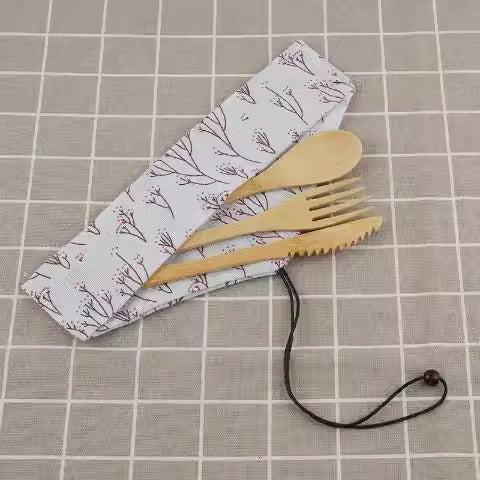 Bamboo Knife, Fork, Spoon Set (20 cm)