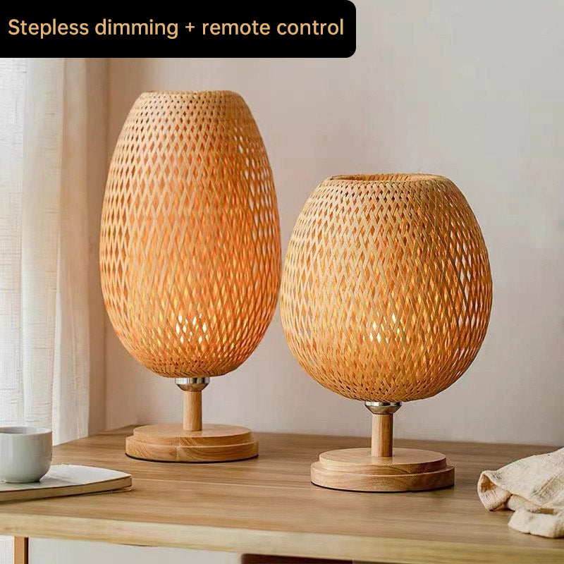 Japanese Zen Style Bamboo Woven Desk Lamp