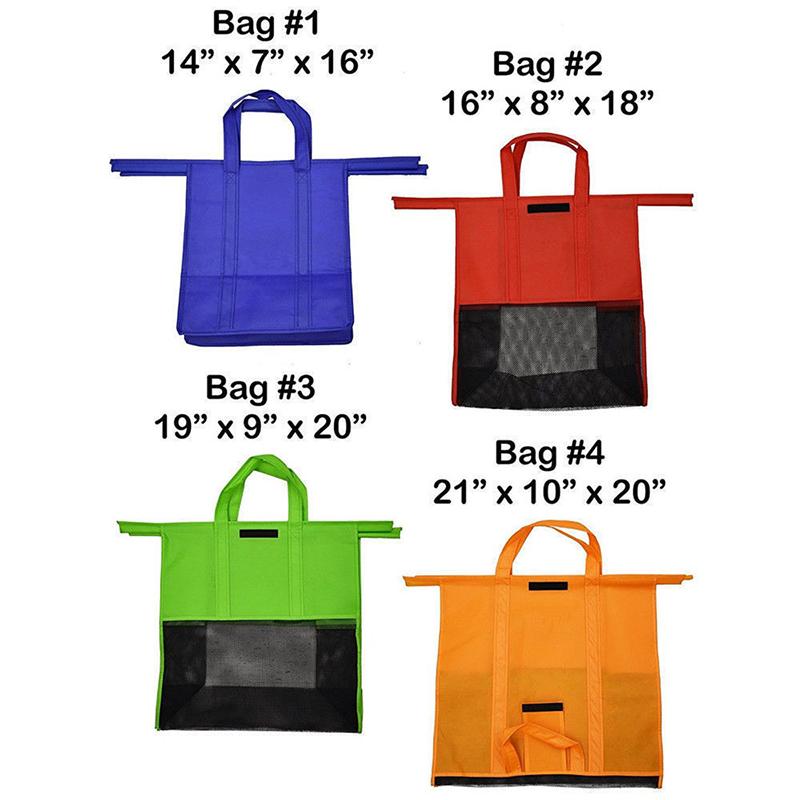 Foldable Eco-friendly Reusable Supermarket Bags 4pcs/set