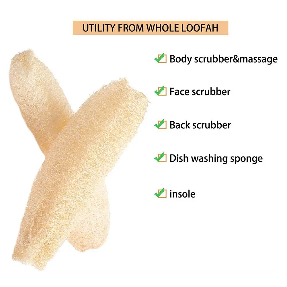 Full Loofah Natural Exfoliating Biodegradable Loofah Sponge Cellulose Natural Shower Sponge Scrubber For Kitchen Bathroom