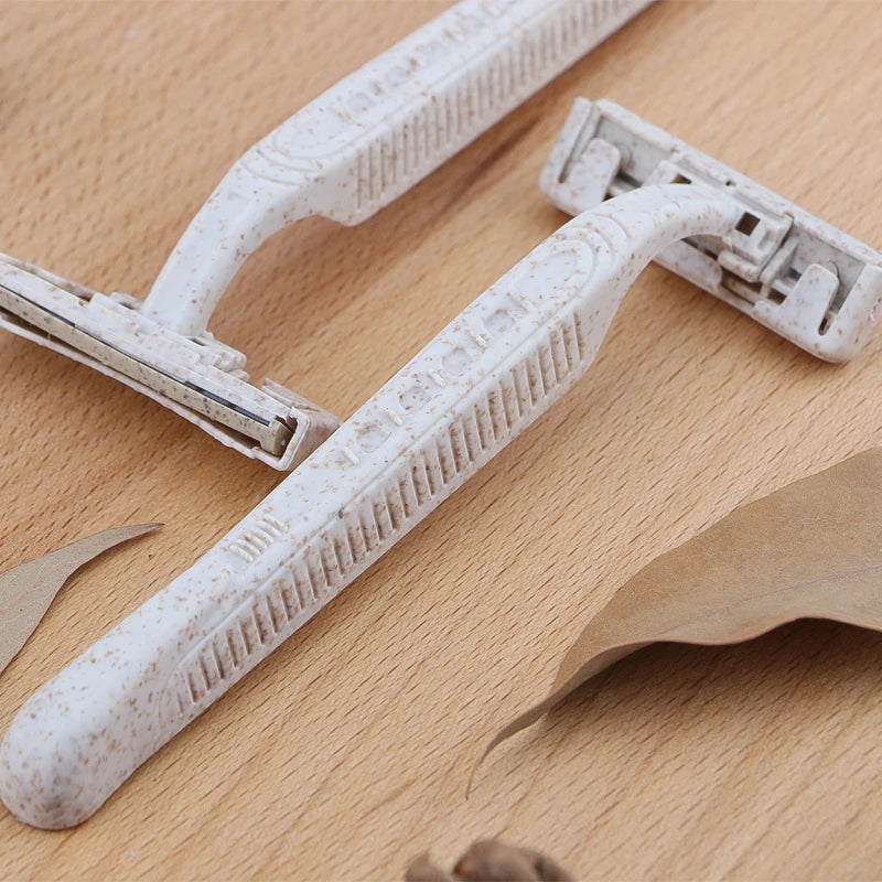 Eco Friendly Manual Razor, Biodegradable Material, Two Layer Blade Shaving Razor, 50/100 Pieces