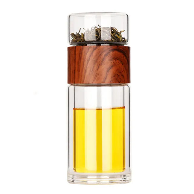 Eco-Friendly Portable Double Wall Glass Tea Mug