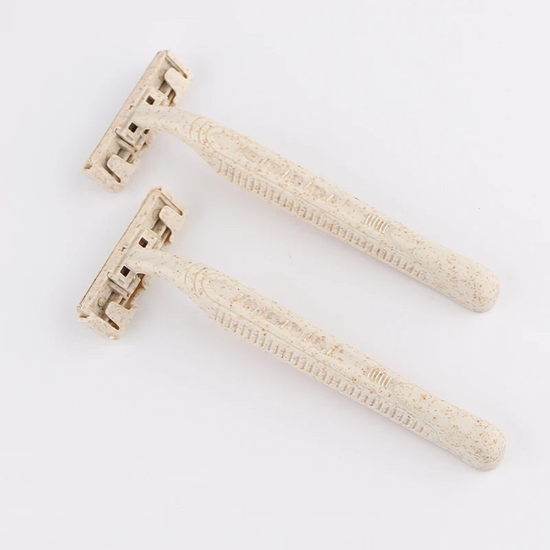 Eco Friendly Manual Razor, Biodegradable Material, Two Layer Blade Shaving Razor, 50/100 Pieces