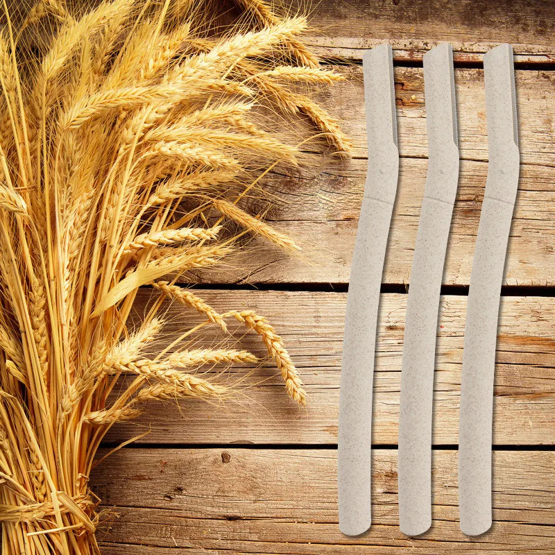 Pack of 12 Biodegradable Eyebrow Razor Eco Friendly Eyebrow Hair Trimmer Wheat Straw Women Face Razor Dermaplaning Blades Kit