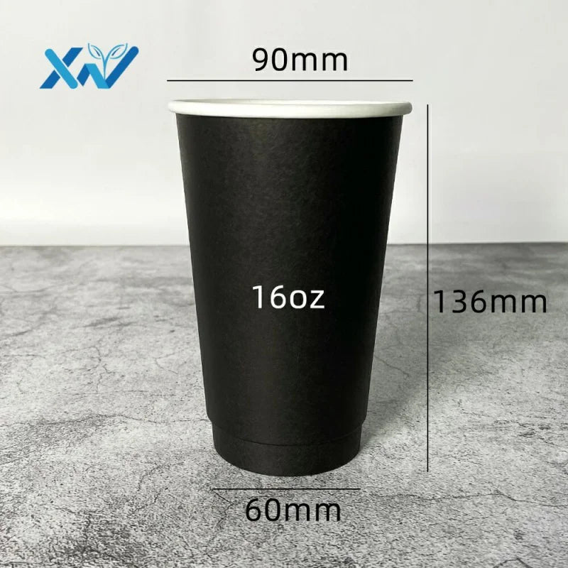 Biodegradable Double wall paper coffee cup 16oz