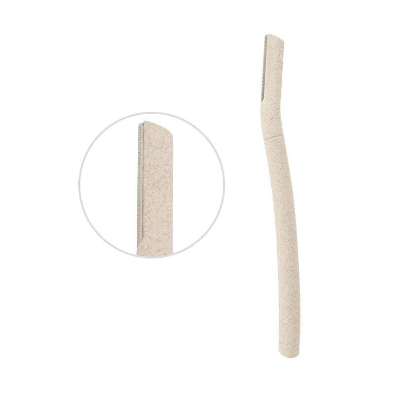 Pack of 12 Biodegradable Eyebrow Razor Eco Friendly Eyebrow Hair Trimmer Wheat Straw Women Face Razor Dermaplaning Blades Kit