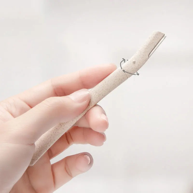Pack of 12 Biodegradable Eyebrow Razor Eco Friendly Eyebrow Hair Trimmer Wheat Straw Women Face Razor Dermaplaning Blades Kit