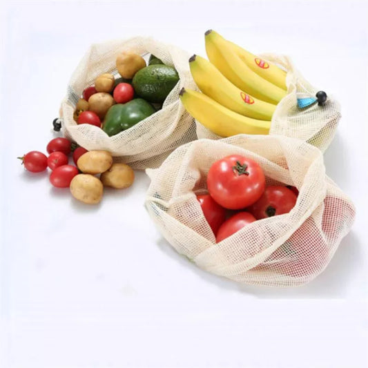 vegetable fruit bag,storage bag Reusable Produce Bags,Eco-Friendly,100% Organic Cotton Mesh Bags , Bio-degradable Kitchen