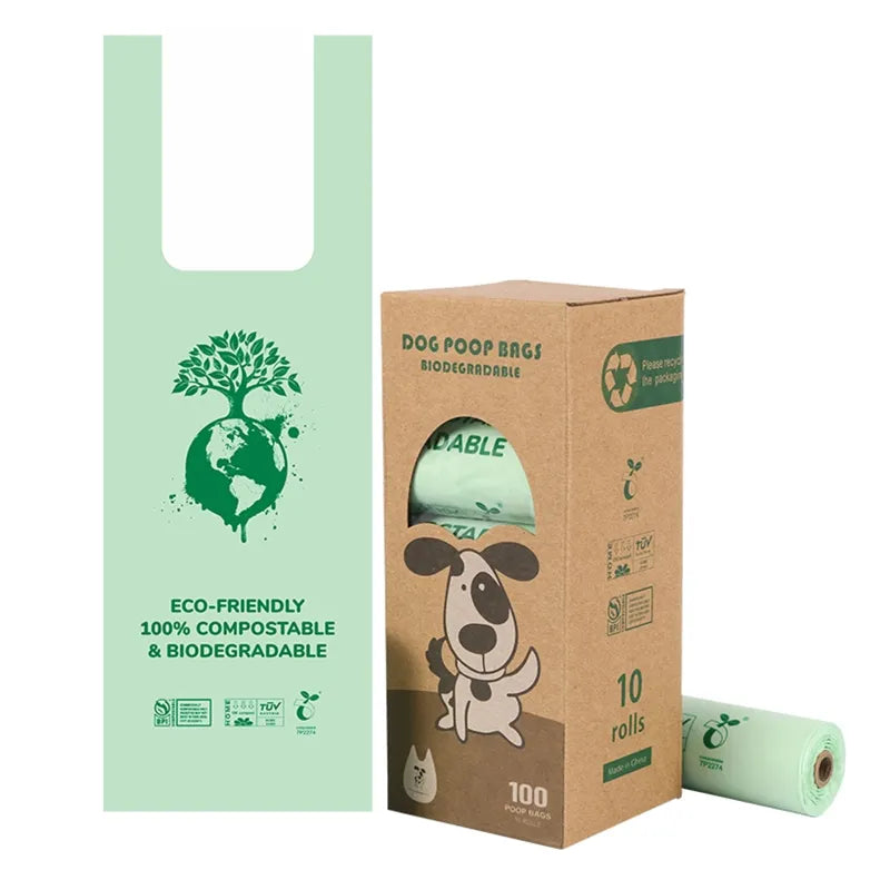 Poop Bags with Easy-Tie Handles for Dogs, Biodegradable, Leak-Proof